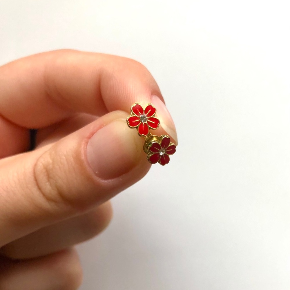 Cute Red Flower Earrings